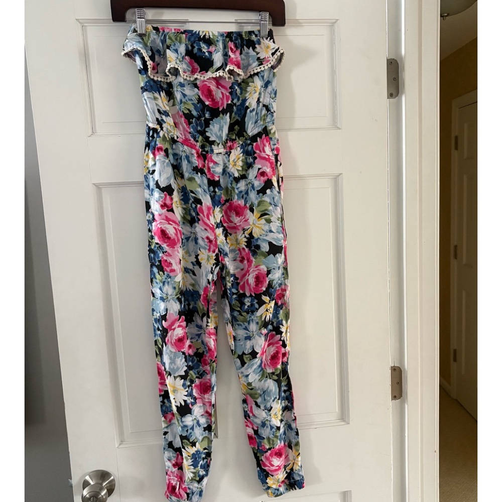 Abercrombie Kids Girls’s Floral Jumpsuit Strapless Large